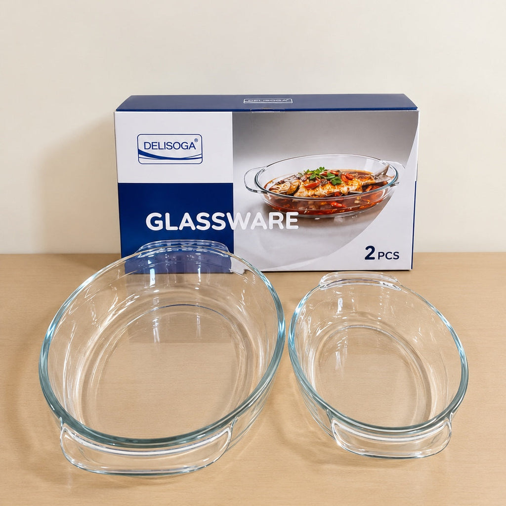 Glass Fish Serving Dish Set – 2 Pcs | 1.17L & 1.64L