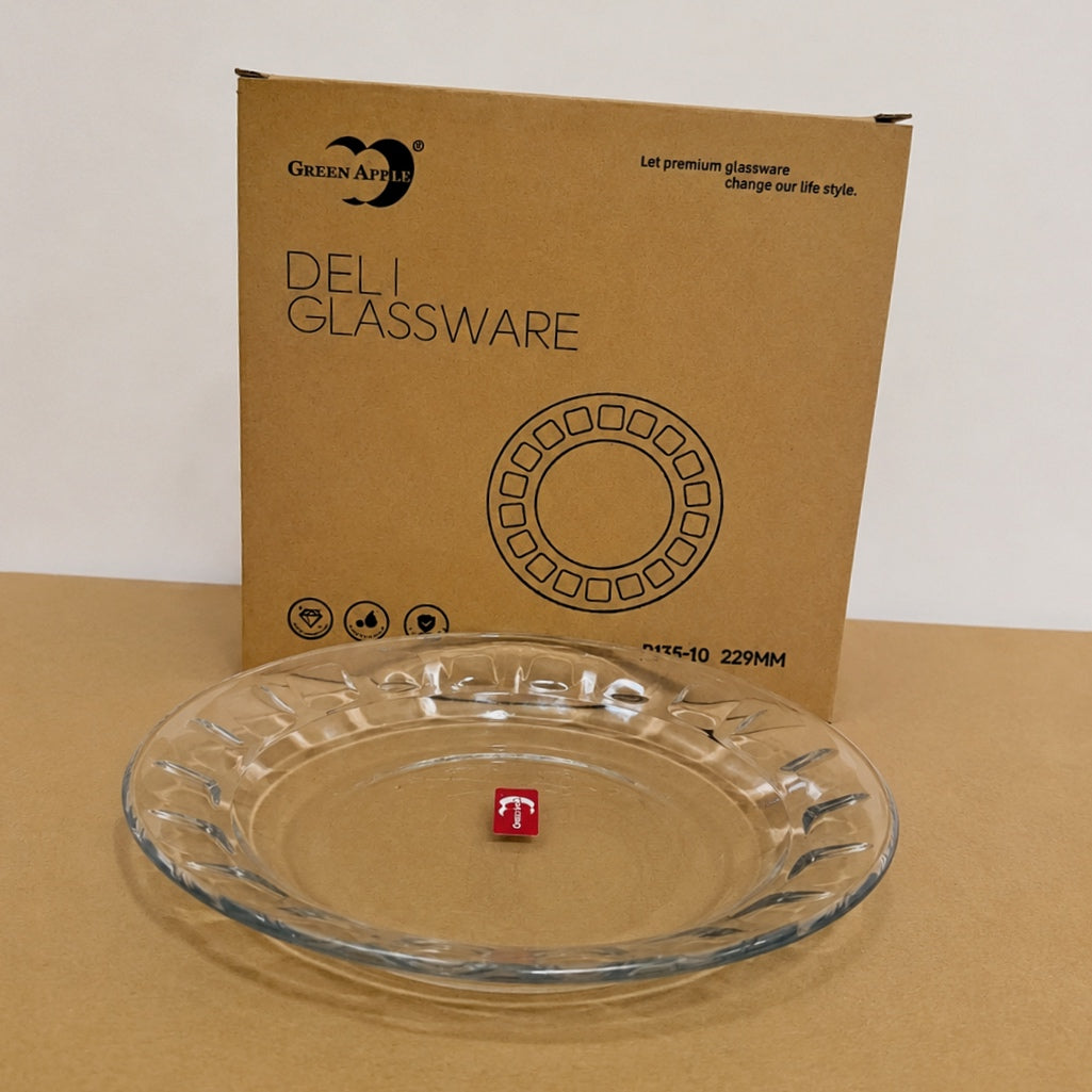 Deli Glassware 6 Pcs Thumb Design Deep Glass Plate Set – 7.5 Inch & 9 Inch