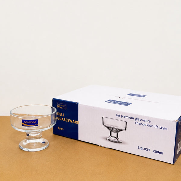 Delisoga Glassware 6 Pcs Plain Glass Ice Cream Cup Set