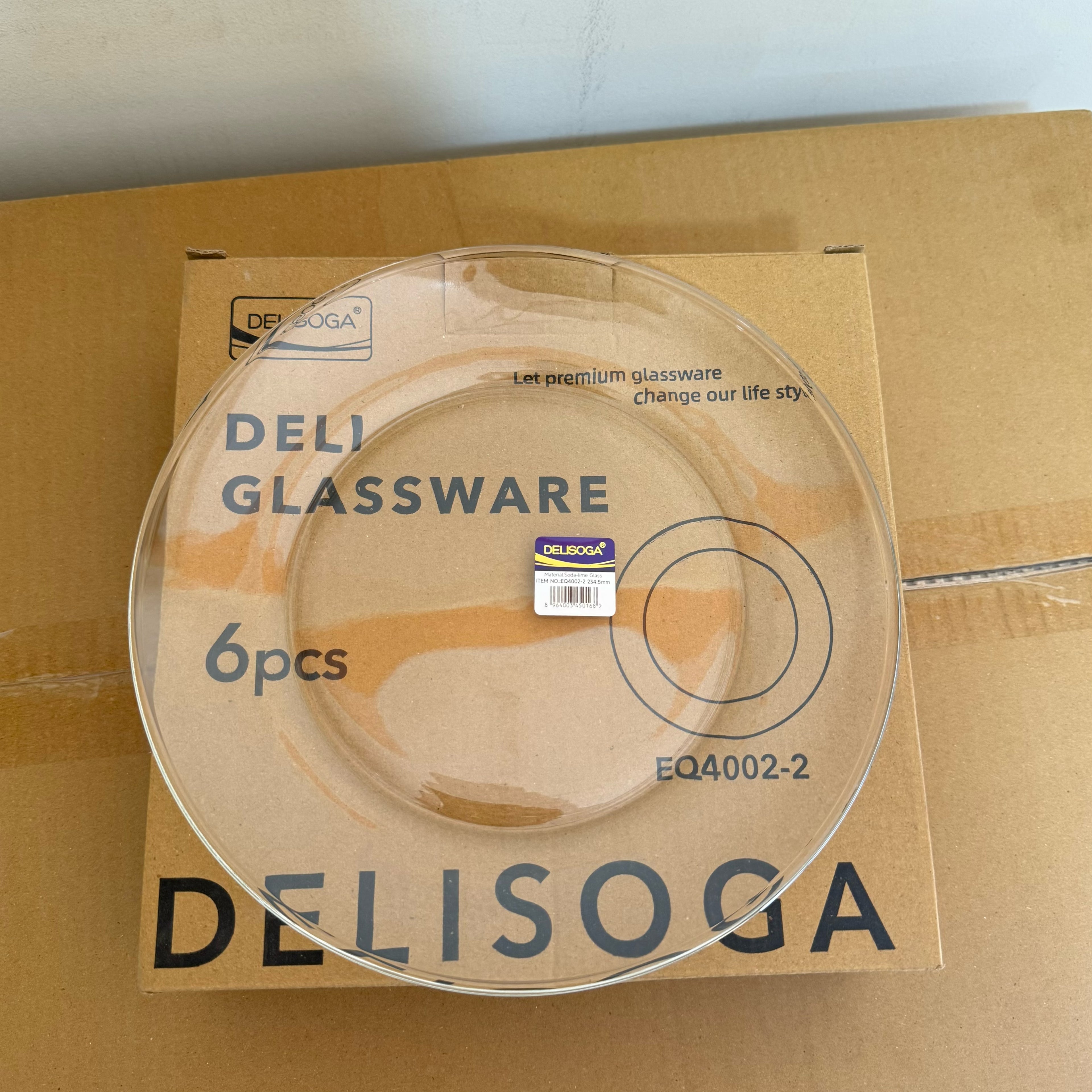 Delisoga Glassware 6 Pcs Flat Glass Plate Set – 7.5 Inch & 9 Inch