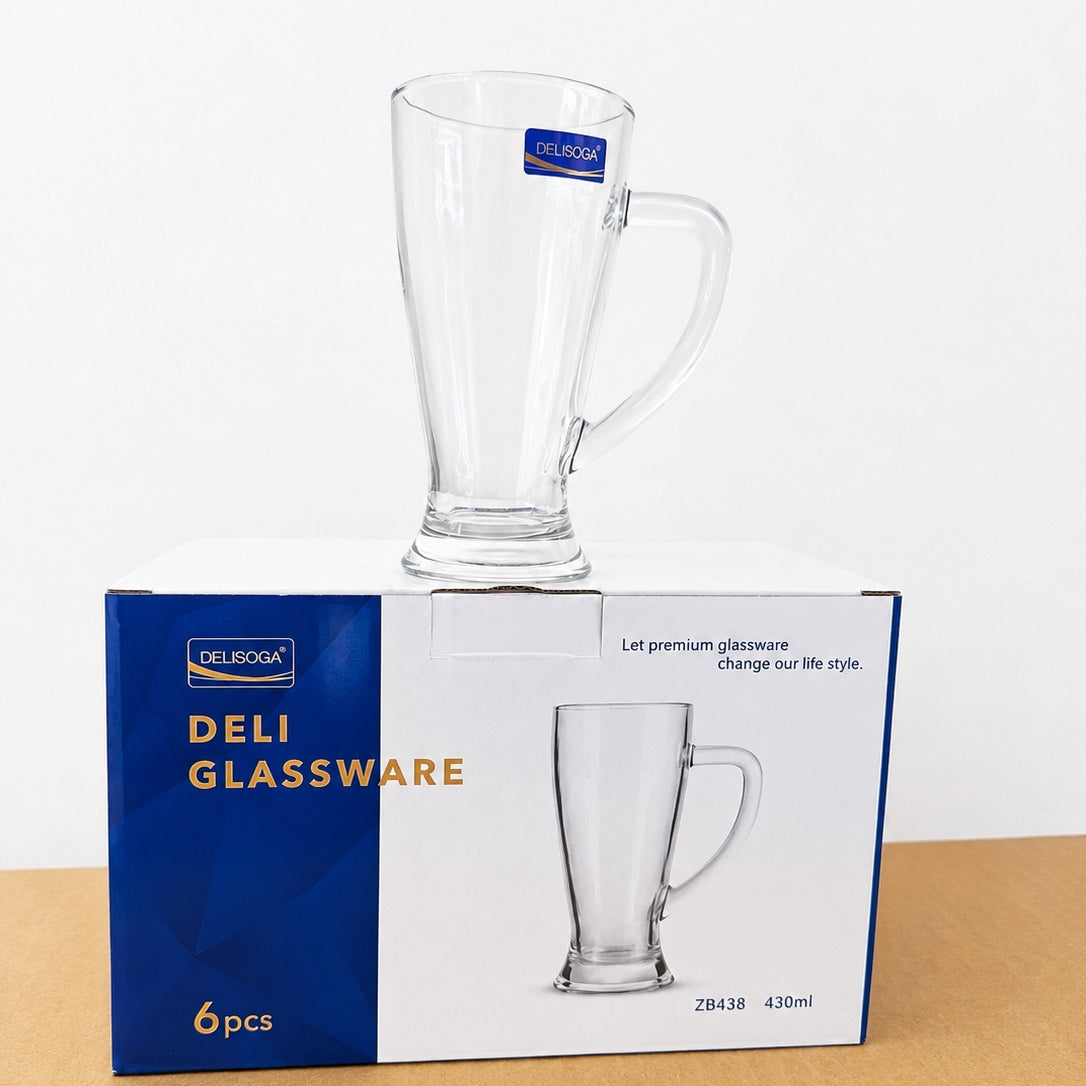 Deli Glassware 6 Pcs Long Glass Juice Mug Set – 430ml