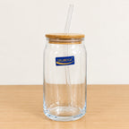 Lightweight Glass Sipper with Glass Straw & Wooden Lid