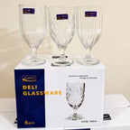 Deli Glassware 6 Pcs Medium Wine Glass Set – 340ml | 3 Textured Designs