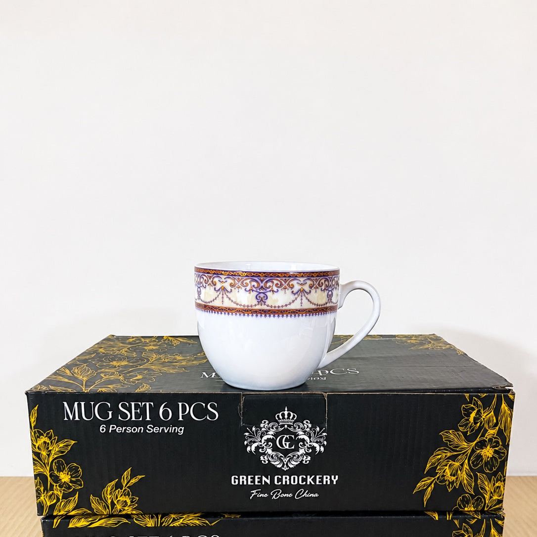 Bone China Piyala Shape Tea Cups – 6 Pcs Set