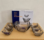 Delisoga Glassware 7 Pcs Square Glass Fruit & Dessert Set
