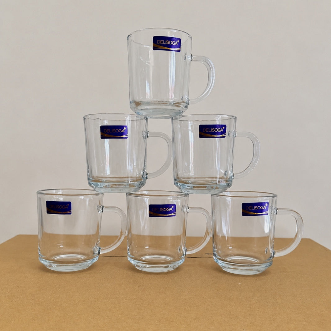 Delisoga Glassware 6 Pcs Plain Glass Tea Cup Set
