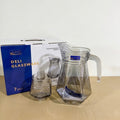 Deli Glassware 7 Pcs Black Diamond Water Set – 1 Jug with Lid & 6 Glasses