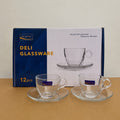 Delisoga Glassware 12 Pcs Cup & Saucer Set – 6 Cups & 6 Saucers (210ml)