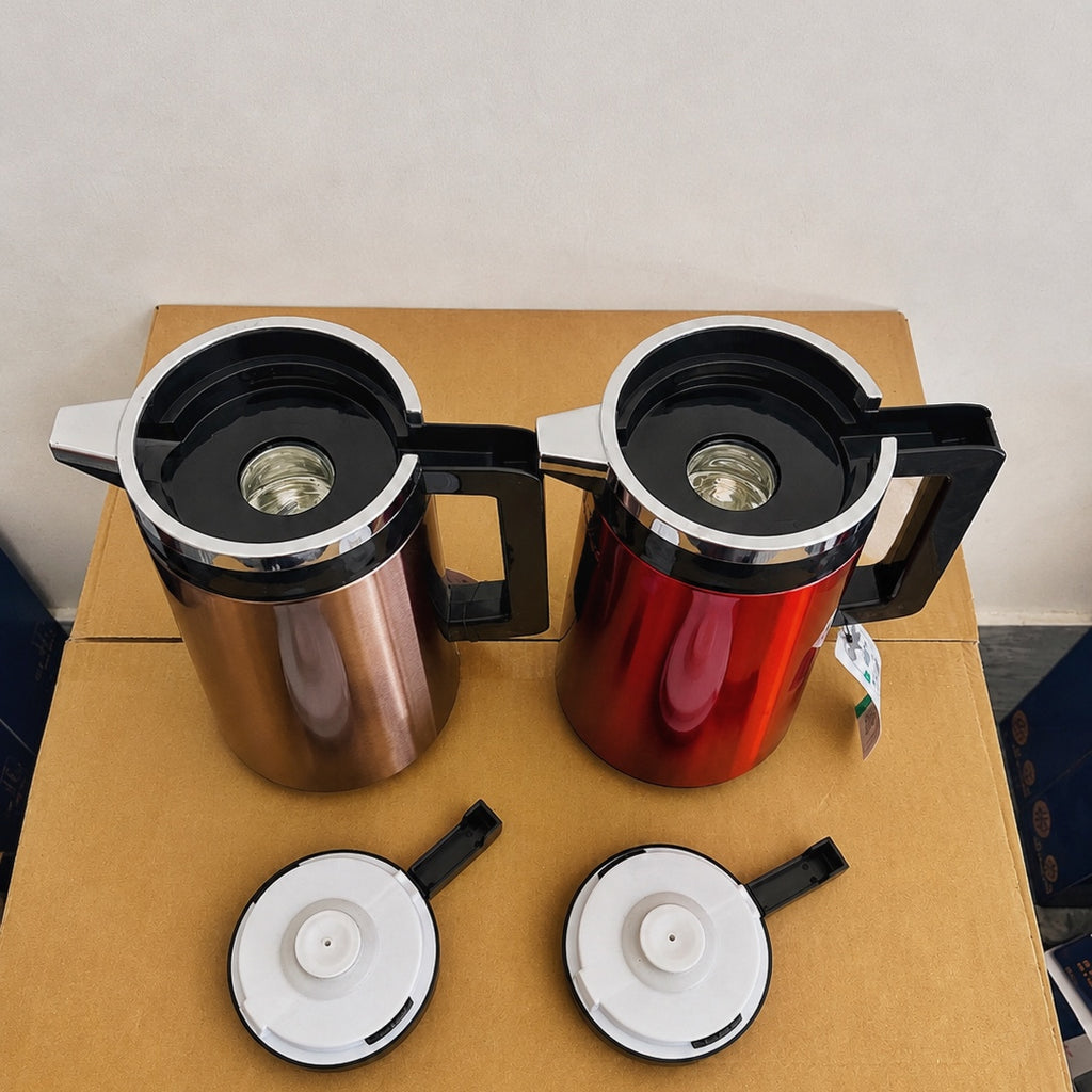 1 Litre Metal Body Thermos Flask – Brown & Red