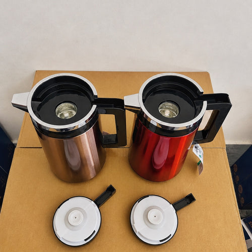 1 Litre Metal Body Thermos Flask – Brown & Red