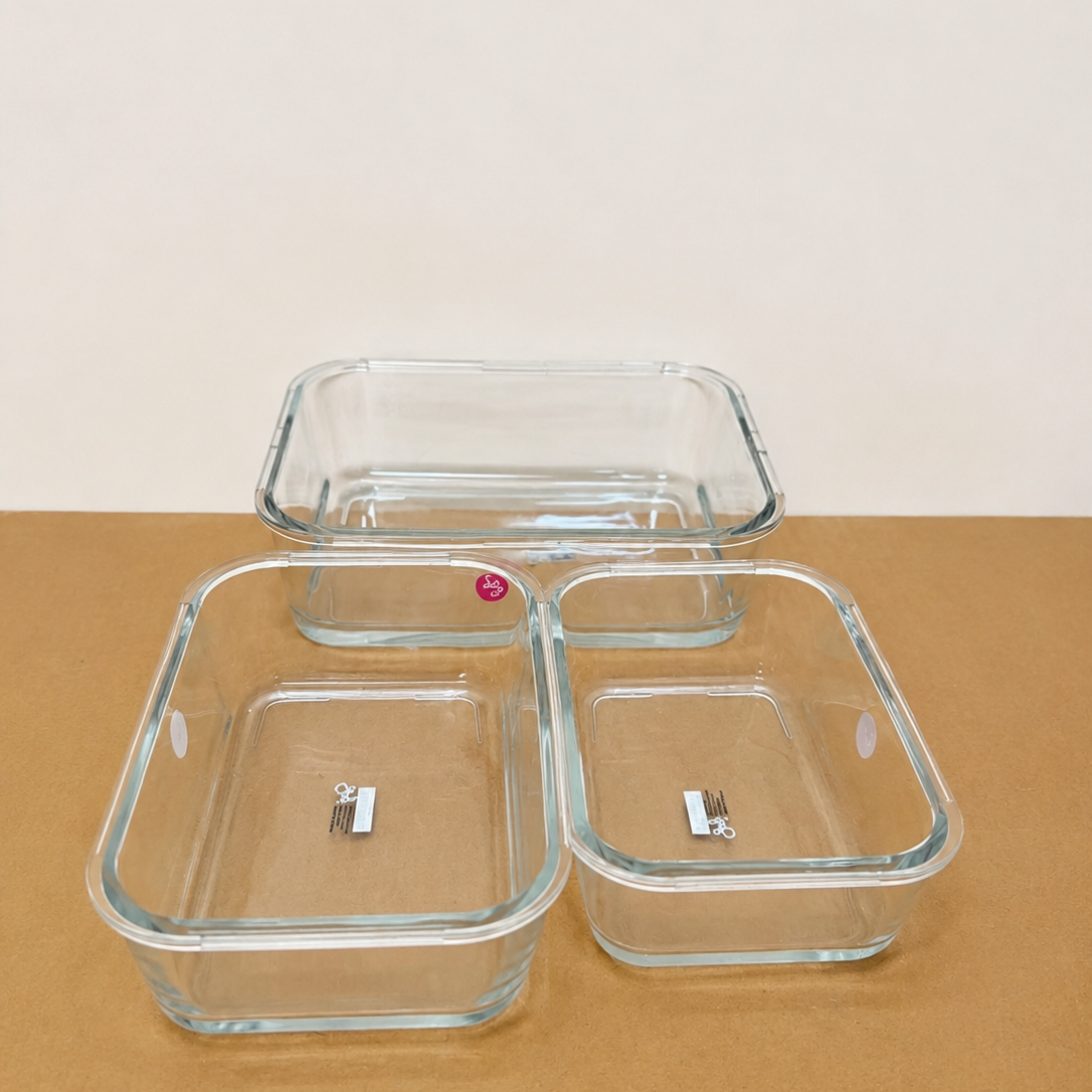 3 Pcs Rectangle Glass Dish Set – Small, Medium & Large