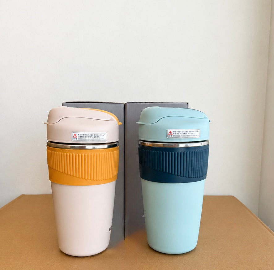 Imported Stainless 480ml Steel Travel Mug with Rubber Grip – Hot & Cold Drinks