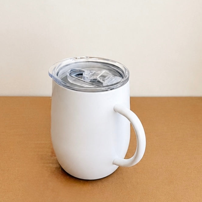 Imported 350ml Stainless Steel Coffee Mug with Airtight Lid – White