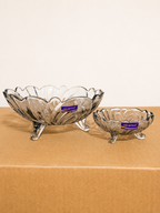 Delisoga 7 Pcs Glass Fruit Bowl Set with Stand – Smoke Grey Glass Serving Set