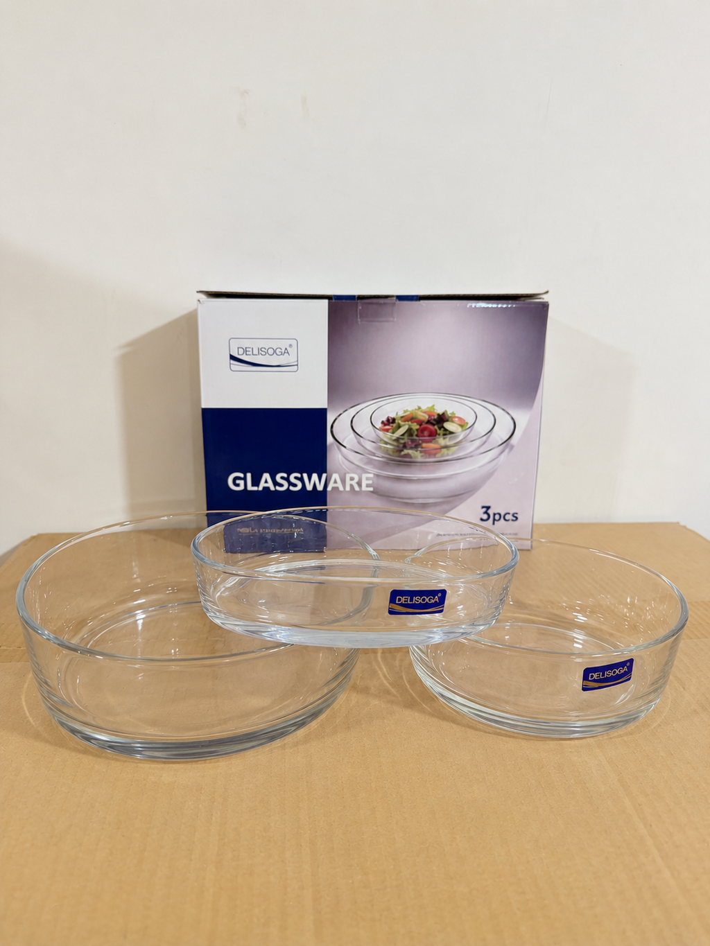 Delisoga Glassware 3 Pcs Oval Glass Bowl Set – Small, Medium & Large