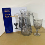 Delisoga 7 Pcs Black Wine Glass Water Set – 1 Jug & 6 Wine Glasses