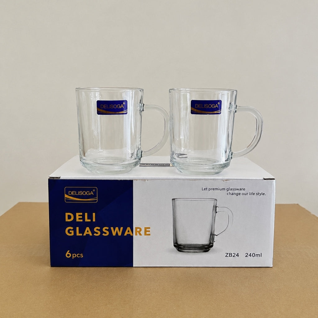 Delisoga Glassware 6 Pcs Plain Glass Tea Cup Set