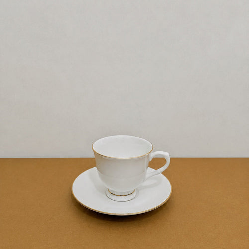 Delisoga 12 Pcs Bone China Tea Cup & Saucer Set – White