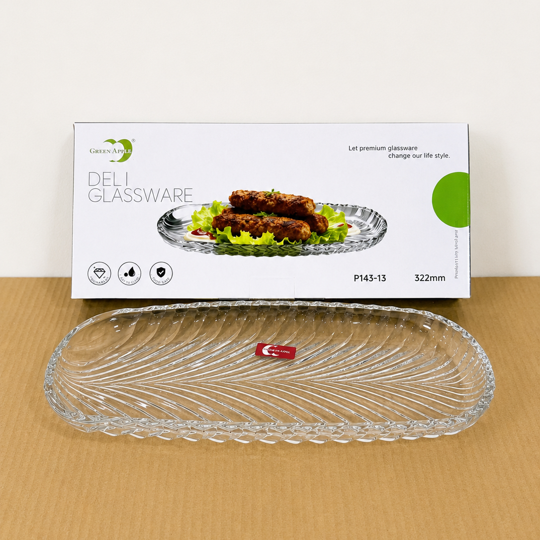 Deli Glassware Kabab Glass Dish – 2 Pcs Set