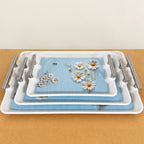 3 Pcs Melamine Serving Tray Set with Stainless Steel Handles – 11”, 13” & 16”