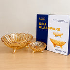 7 Pcs Golden Glass Fruit & Trifle Bowl Set – Foot Cut Design