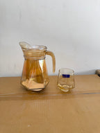 Delisoga Glassware 7 Pcs Golden Diamond Glass Water Set – 1 Jug & 6 Glasses