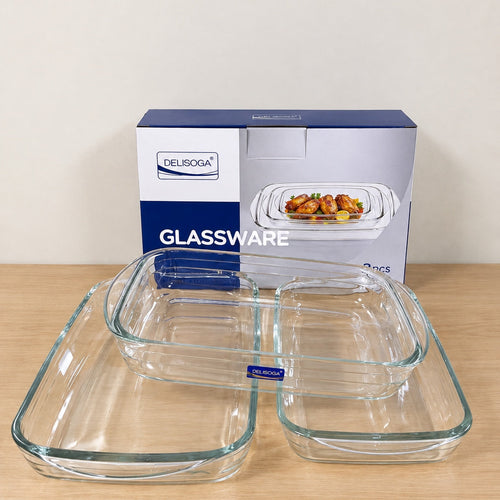 3 Pcs Dinner Serving Dish Set with Handles – 1.6L, 2L & 2.6L