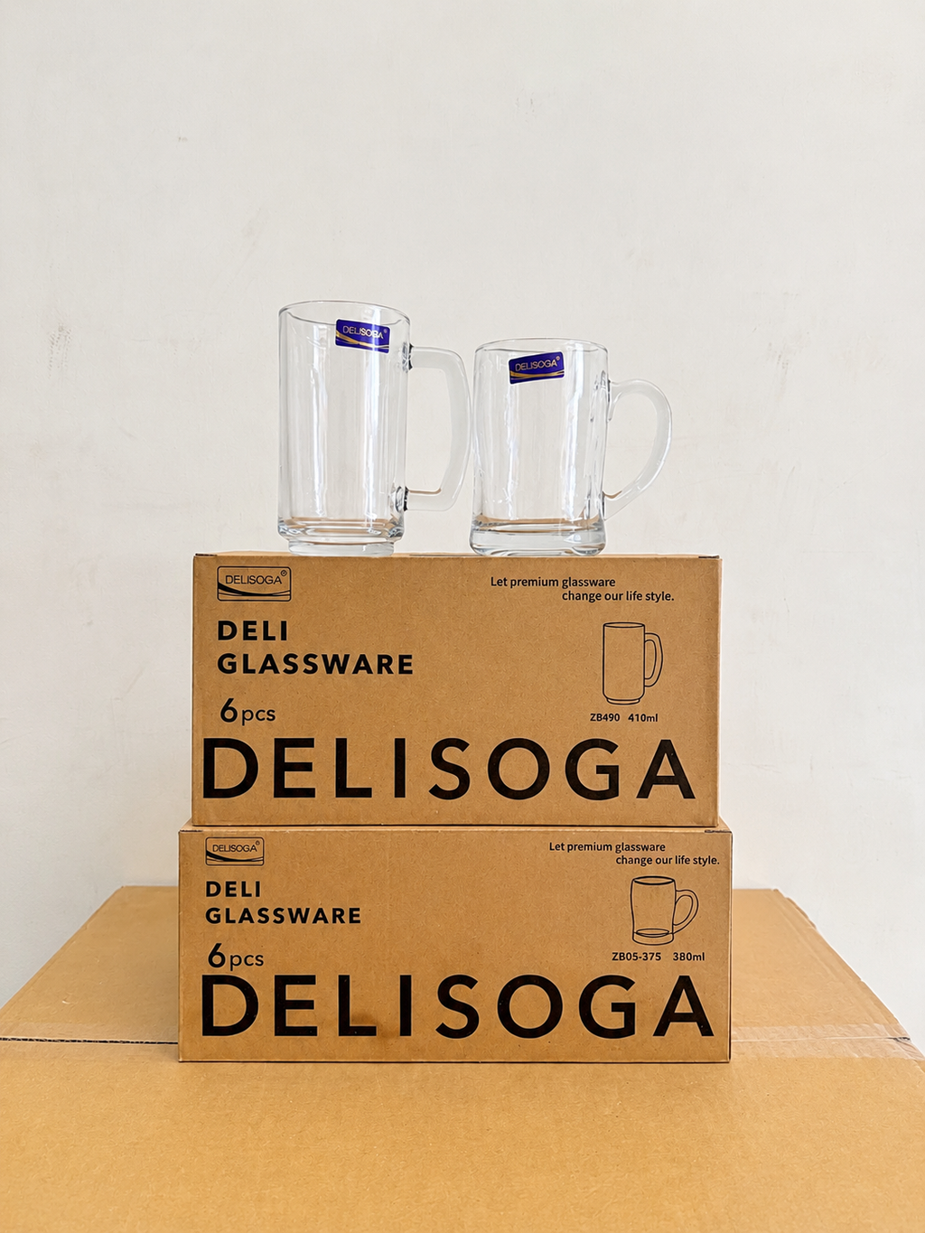 Delisoga Glassware 6 Pcs Glass Juice Mug Set – 380ml & 410ml