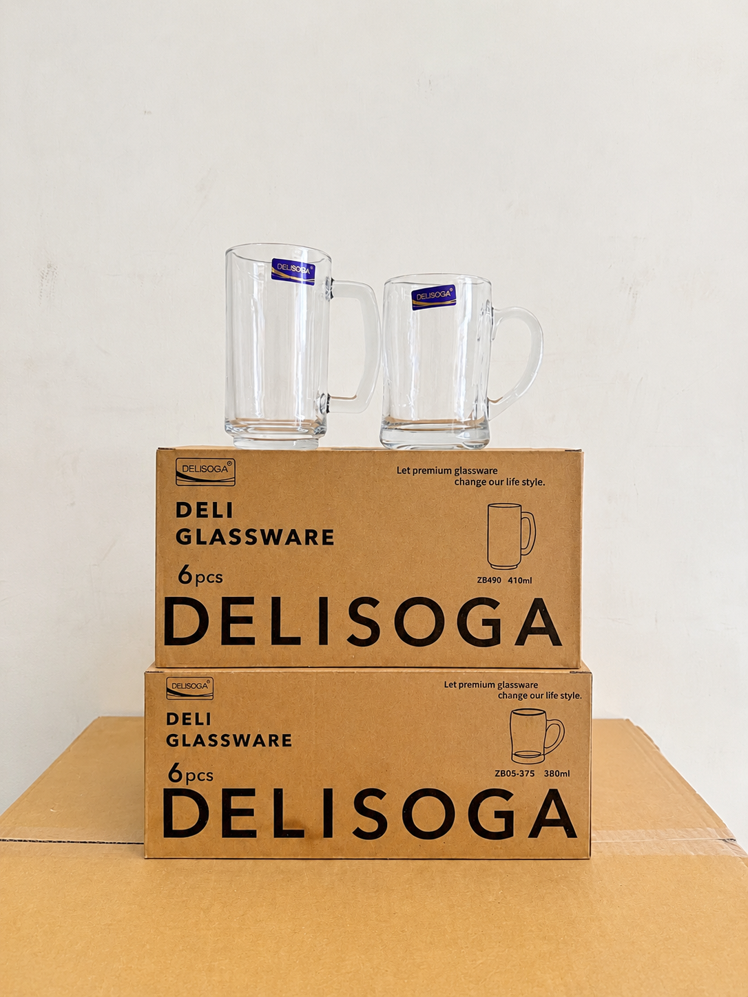 Delisoga Glassware 6 Pcs Glass Juice Mug Set – 380ml & 410ml