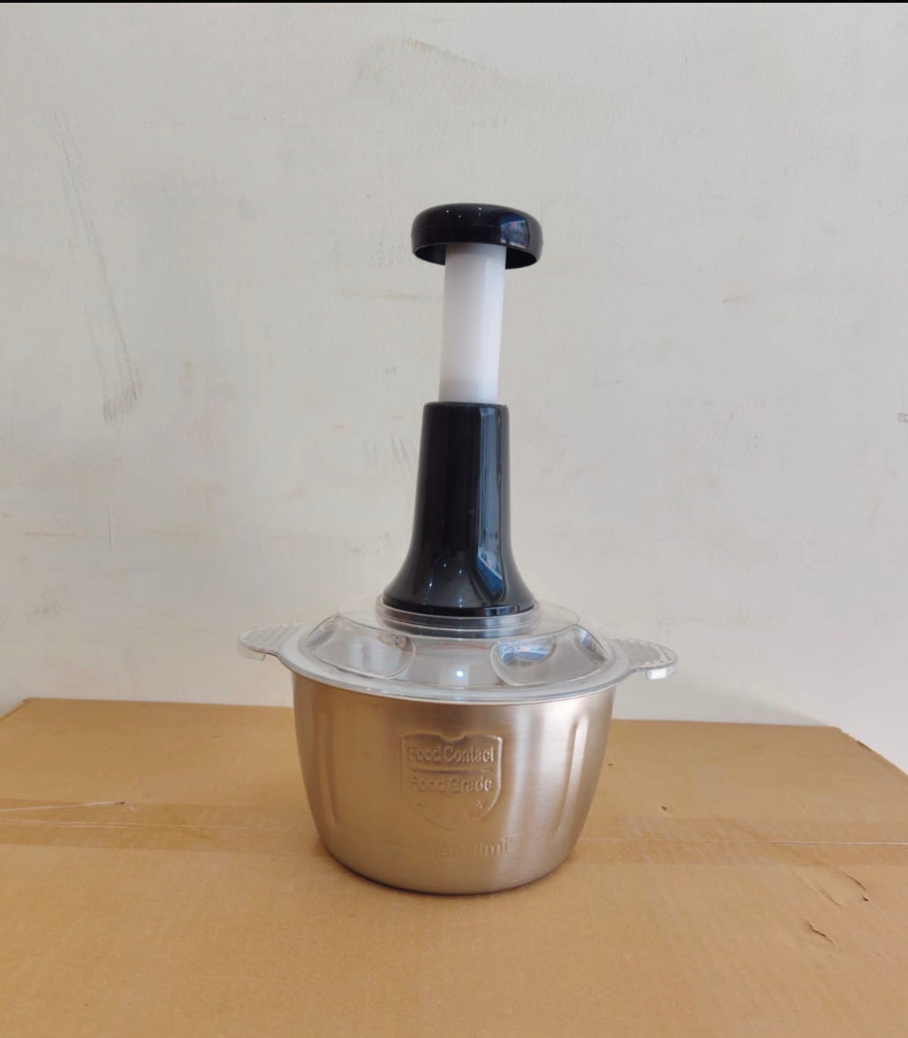 Manual Hand Push Steel Chopper 2L – For Ginger, Chilli & Vegetables