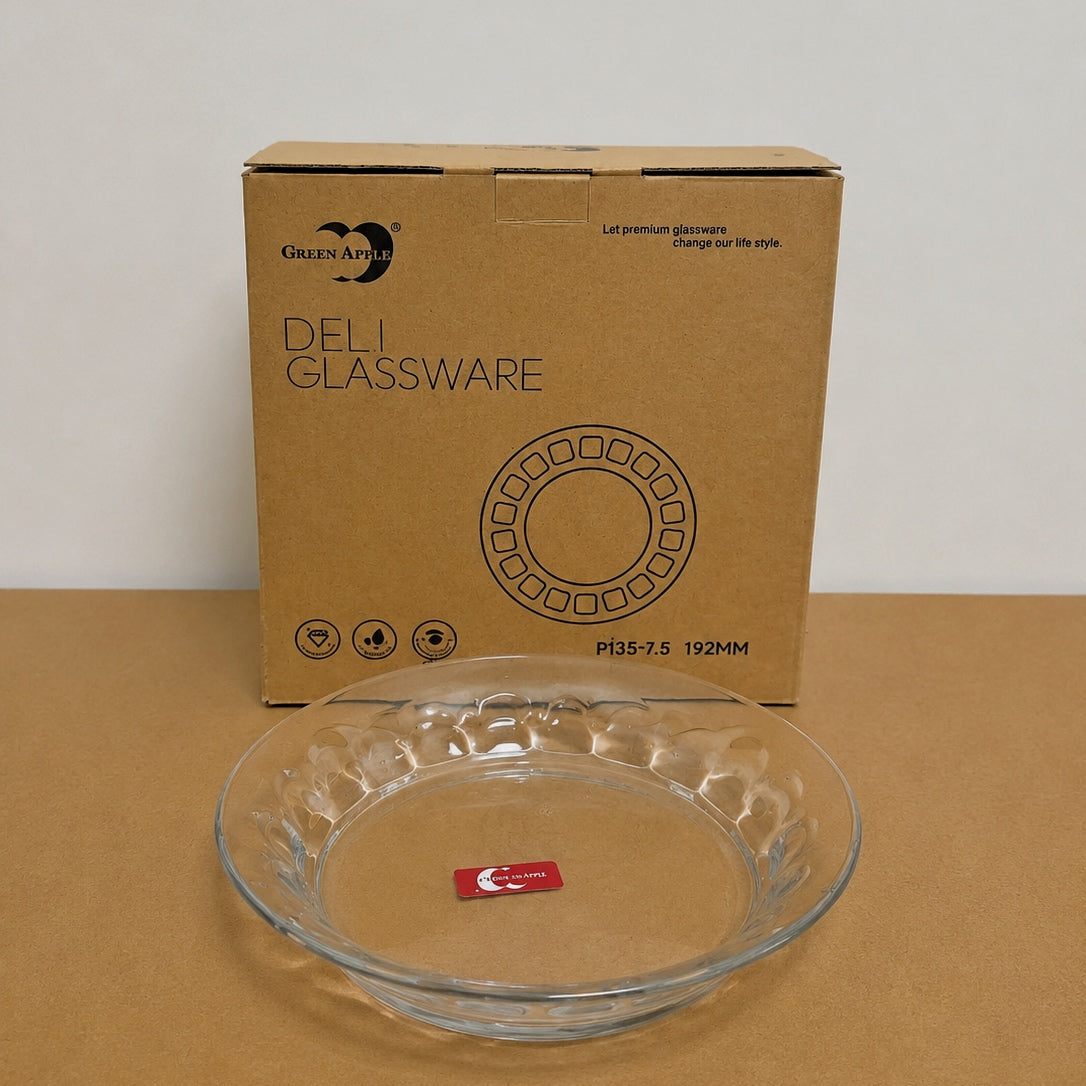 Deli Glassware 6 Pcs Thumb Design Deep Glass Plate Set – 7.5 Inch & 9 Inch