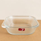 Deli Glassware Square Glass Serving Dish with Dots Design – 1.32L