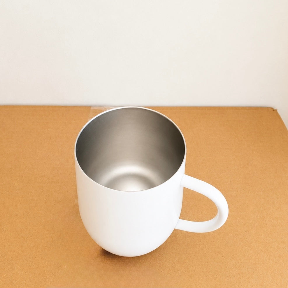 Imported 350ml Stainless Steel Coffee Mug with Airtight Lid – White