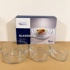 Delisoga Glassware 3 Pcs Oval Glass Bowl Set – Small, Medium & Large