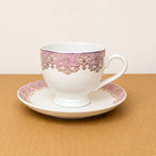 12 Pcs Semi Bone Ceramic Cup & Saucer Set – 6 Cups & 6 Saucers