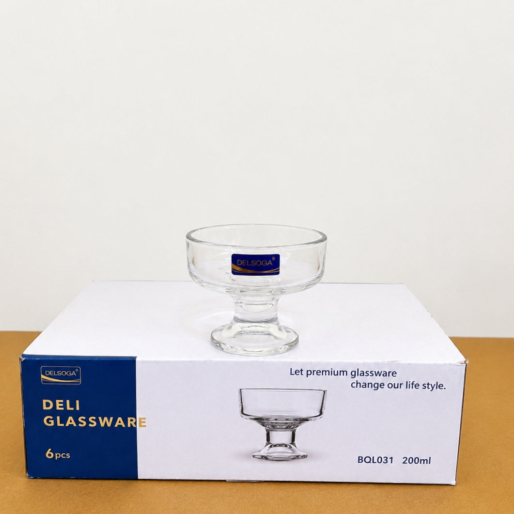 Delisoga Glassware 6 Pcs Plain Glass Ice Cream Cup Set