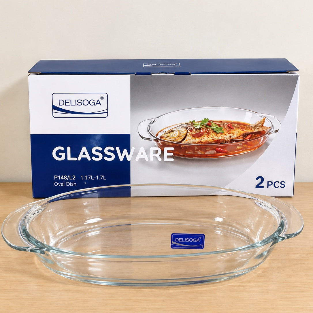 Glass Fish Serving Dish Set – 2 Pcs | 1.17L & 1.64L