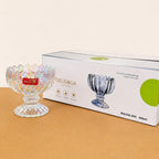 Deli Glassware 6 Pcs Multishade Ice Cream Cup Set with Stand Design