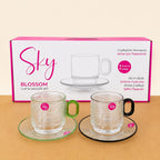 Sky Blossom Glass Colored Tea Set – 12 Pcs