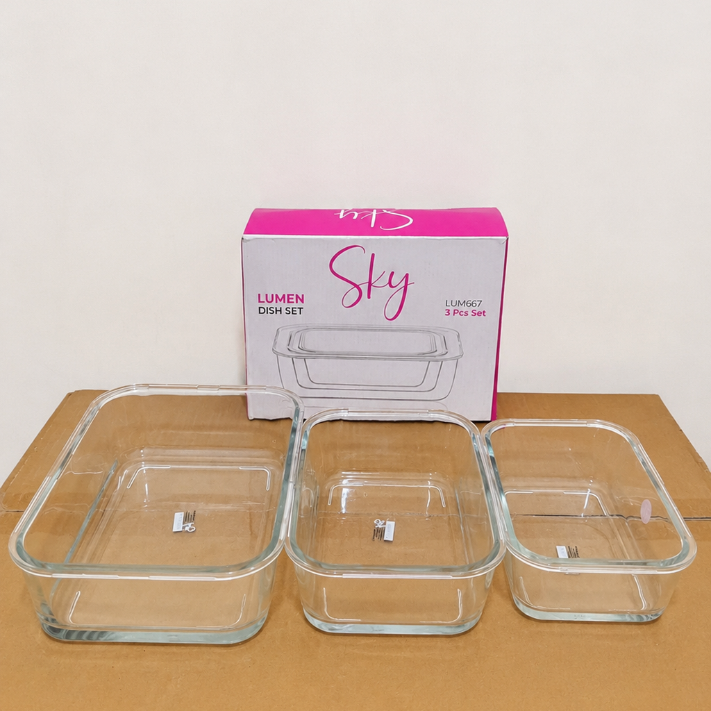 3 Pcs Rectangle Glass Dish Set – Small, Medium & Large
