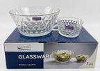 Deli Glassware 7 Pcs Fruit Bowl Set – 1 Large & 6 Small Bowls | 3 Designs