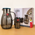 7 Pcs Borosilicate Glass Water Set – 1 Jug with Metal Lid & 6 Glasses