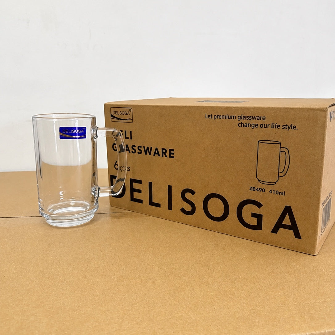 Delisoga Glassware 6 Pcs Glass Juice Mug Set – 380ml & 410ml