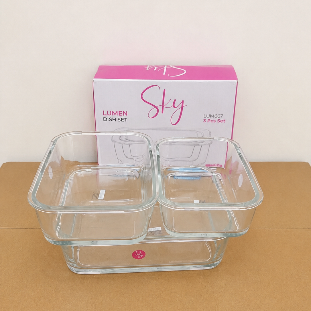 3 Pcs Rectangle Glass Dish Set – Small, Medium & Large