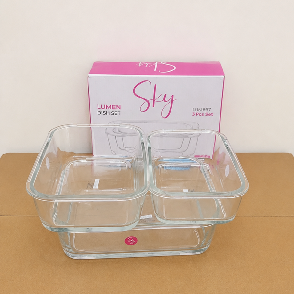 3 Pcs Rectangle Glass Dish Set – Small, Medium & Large