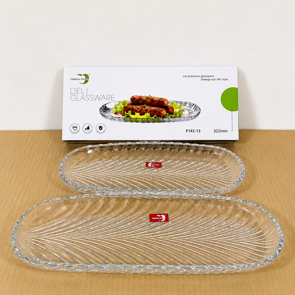 Deli Glassware Kabab Glass Dish – 2 Pcs Set