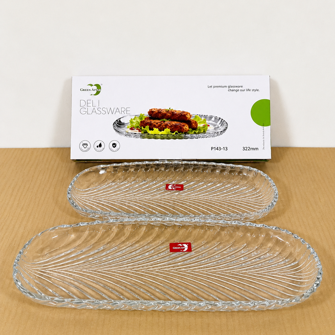 Deli Glassware Kabab Glass Dish – 2 Pcs Set