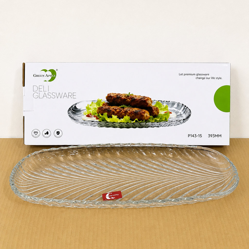 Deli Glassware Kabab Glass Dish – 2 Pcs Set