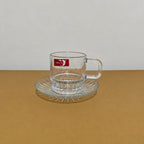 Deli Glassware 12 Pcs Glass Cup & Saucer Set – 6 Wide Handle Cups & 6 Saucers
