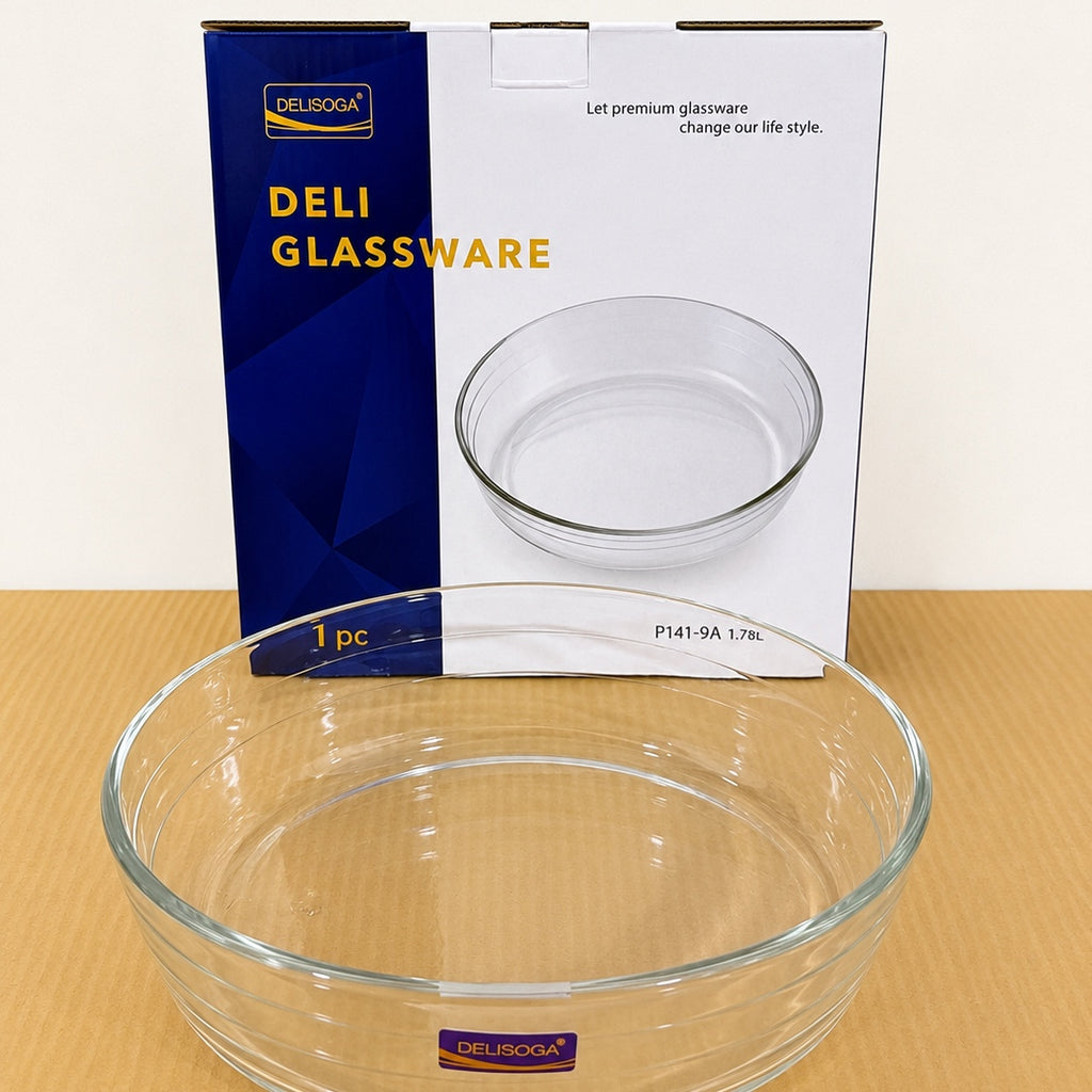 Glass Round Serving Tray – 1 Pc | 1.78L & 2.28L